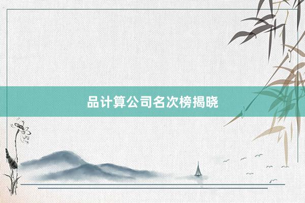 品计算公司名次榜揭晓