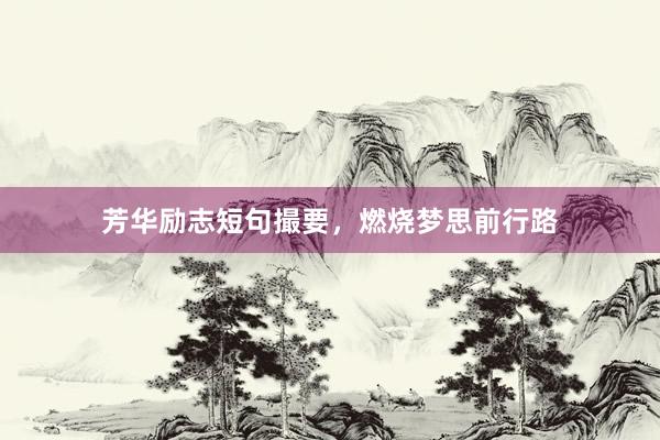 芳华励志短句撮要，燃烧梦思前行路