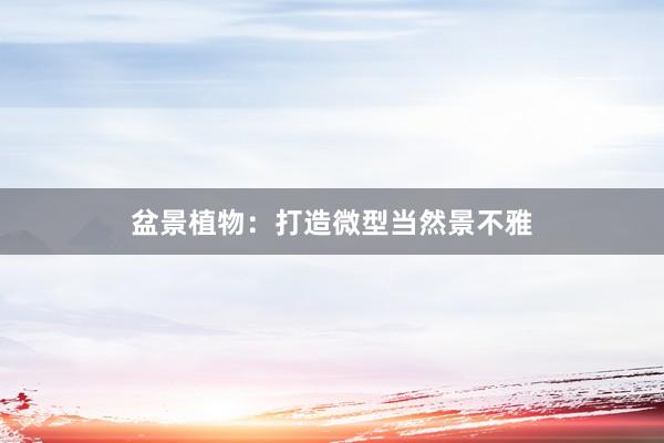 盆景植物：打造微型当然景不雅